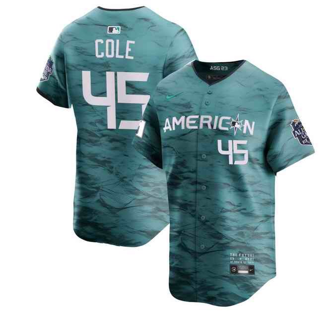 Men's New York Yankees #45 Gerrit Cole Teal 2023 All-star Flex Base Stitched Baseball Jersey