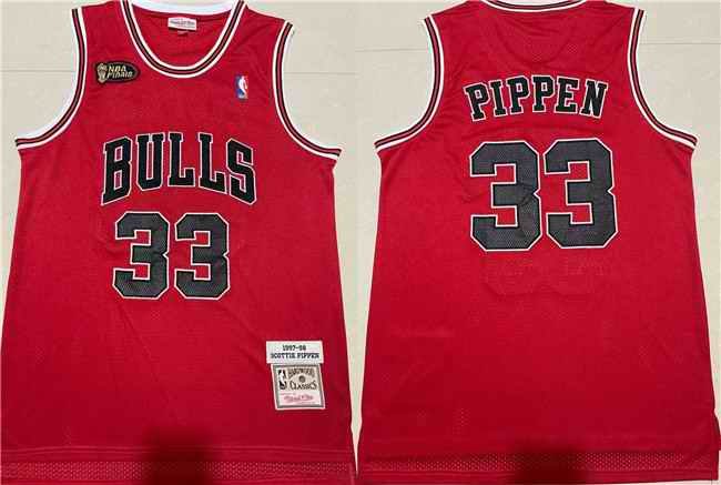 Men's Chicago Bulls #33 Scottie Pippen Red 1997-98 Throwback Stitched Jersey