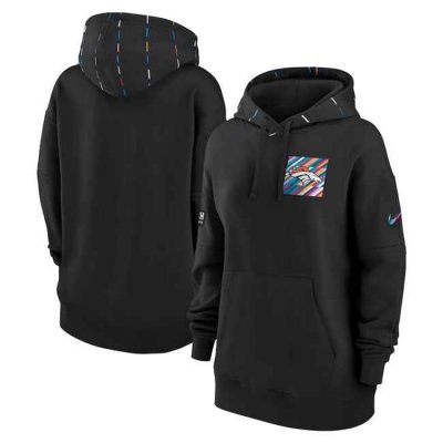 Women's Denver Broncos Black 2023 Crucial Catch Club Pullover Hoodie(Run Small)