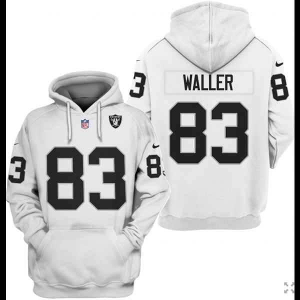 Men's Las Vegas Raiders #83 Darren Waller 2021 White Pullover Hoodie