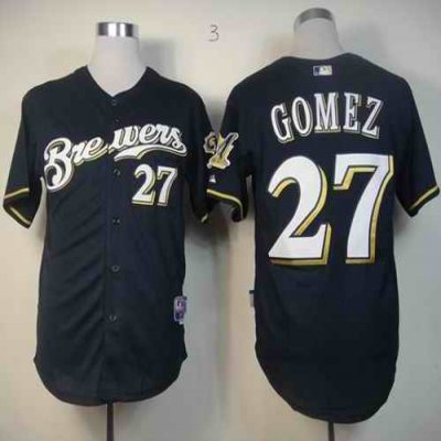 Brewers #27 carlos Gomez Stitched Blue Cool Base MLB Jersey