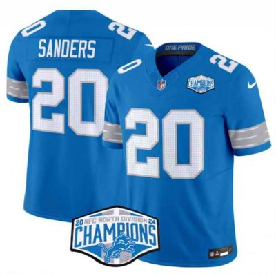 Men's Detroit Lions #20 Barry Sanders Blue 2024 NFC North Champions F.U.S.E. Vapor Limited Stitched Jersey