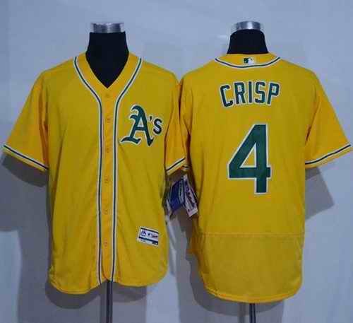 Athletics #4 Coco Crisp Gold Flexbase Authentic Collection Stitched MLB Jersey