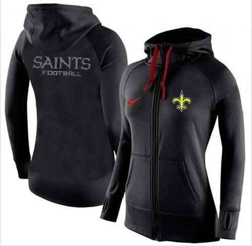 Women's Nike New Orleans Saints Full-Zip Performance Hoodie Black