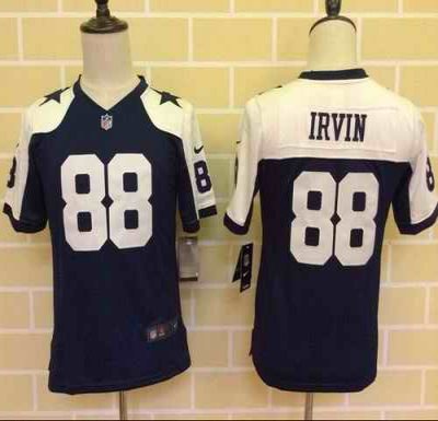 Nike Cowboys #88 Michael Irvin Navy Blue Thanksgiving Youth Throwback Stitched NFL Elite Jersey