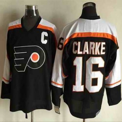 Flyers #16 Bobby Clarke Black CCM Throwback Stitched NHL Jersey