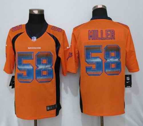 Nike Broncos #58 Von Miller Orange Team Color Men's Stitched NFL Limited Strobe Jersey