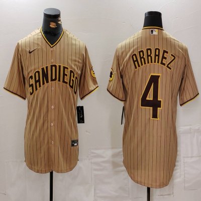 Men's San Diego Padres #4 Luis Arraez Tan Cool Base Stitched Baseball Jersey