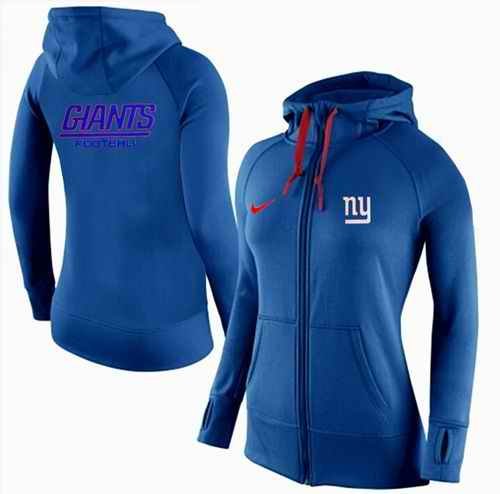 Women's Nike New York Giants Full-Zip Performance Hoodie Blue