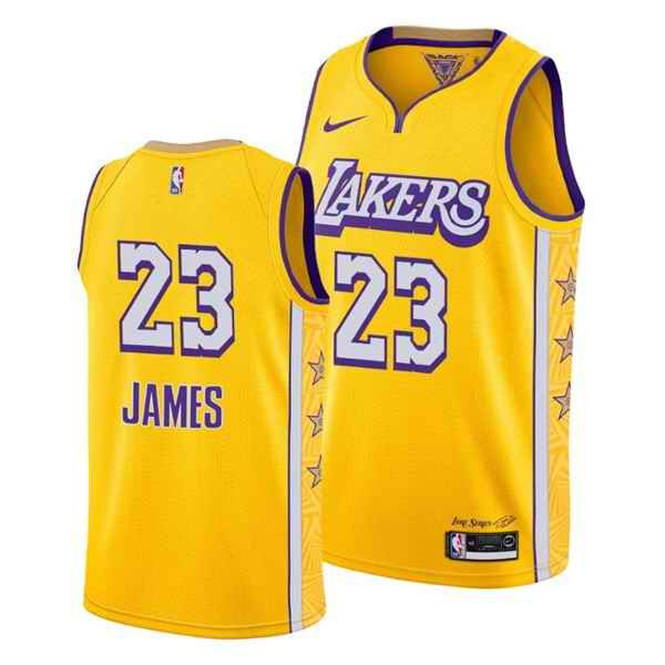 Men's Los Angeles Lakers #23 LeBron James 2020 Gold Finals Bound Stitched Jersey