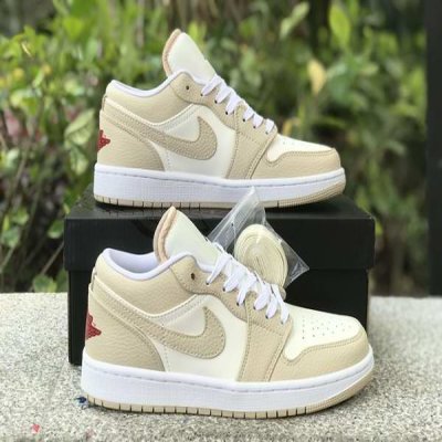 Men's Running Weapon Air Jordan 1 Low Cream Shoes 0410