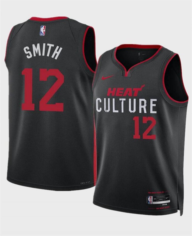 Men's Miami Heat #12 Dru Smith Black 2024 City Edition Stitched Basketball Jersey