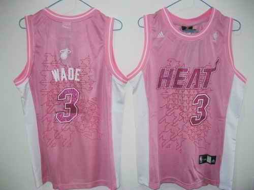 Heat #3 Dwyane Wade Pink Women Stitched NBA Jersey