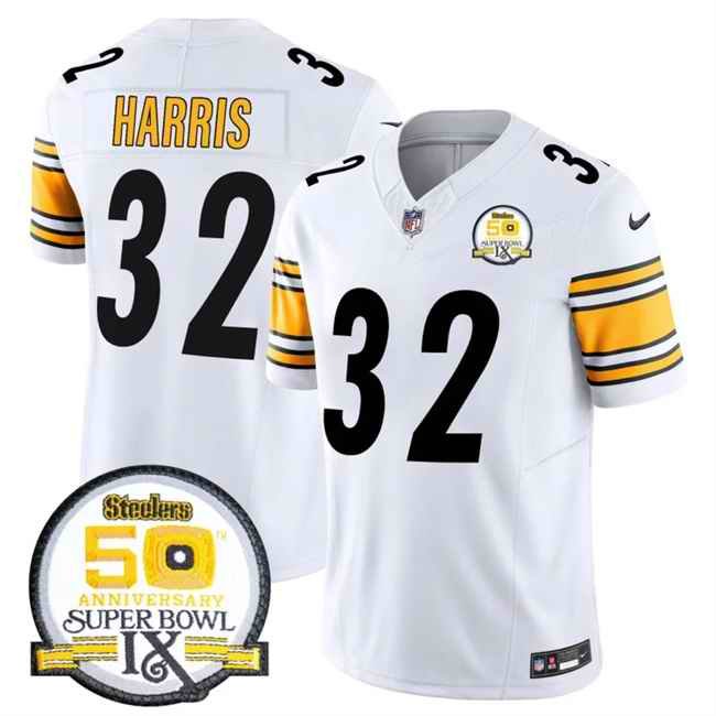 Men's Pittsburgh Steelers #32 Franco Harris White 2024 F.U.S.E. 50th Anniversary Of Super Bowl IX Alternate Vapor Untouchable Limited Stitched Jersey