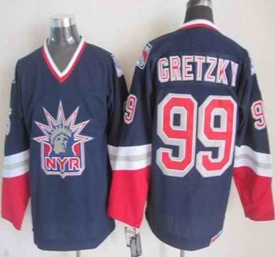 Rangers #99 Wayne Gretzky Navy Blue CCM Statue of Liberty Stitched NHL Jersey