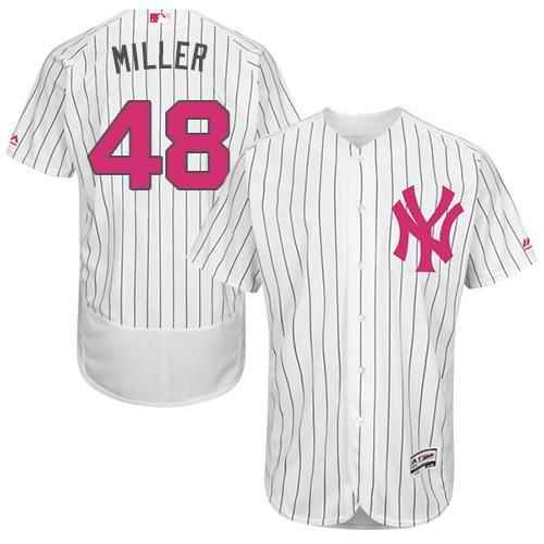 Yankees #48 Andrew Miller White Strip Flexbase Authentic Collection 2016 Mother's Day Stitched MLB Jersey