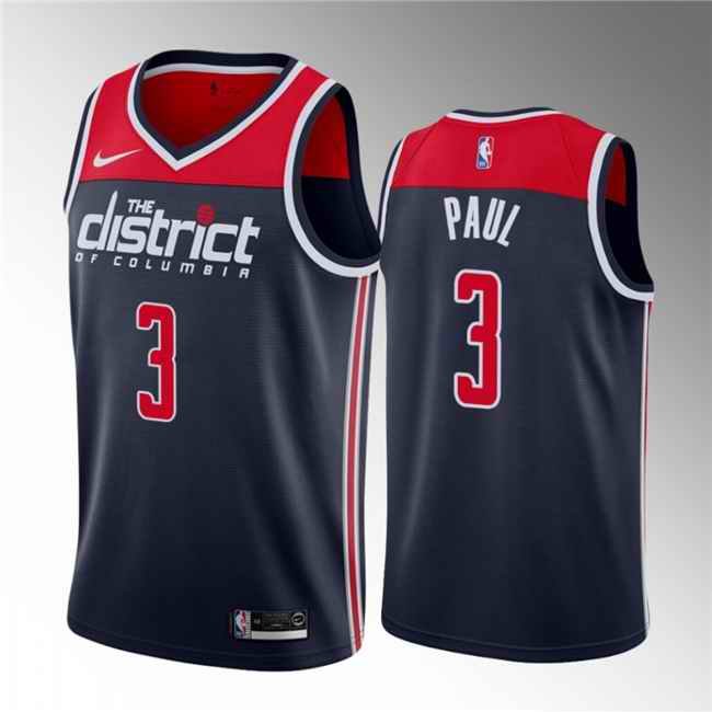 Men's Washington Wizards #3 Chris Paul Navy Statement Edition Stitched Jersey