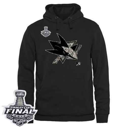 Men's San Jose Sharks Black Rink Warrior Pullover 2016 Stanley Cup Final Patch Hoodie