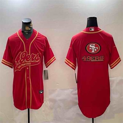 Men's San Francisco 49ers Team Big Logo Red Cool Base Stitched Baseball Jersey