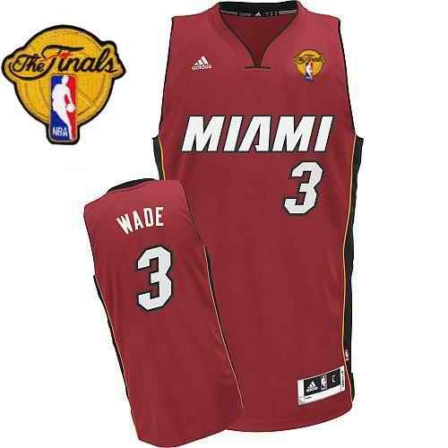 Heat Finals Patch #3 Dwyane Wade Revolution 30 Red Stitched NBA Jersey