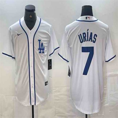 Men's Los Angeles Dodgers #7 Julio Ur'as White Cool Base Stitched Baseball Jersey