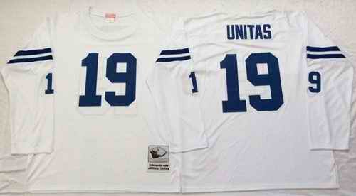 Mitchell And Ness Colts #19 Johnny Unitas White Throwback Stitched NFL Jersey