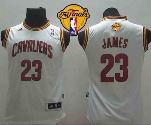 Revolution 30 Cavaliers #23 LeBron James White The Finals Patch Stitched Youth NBA Jersey