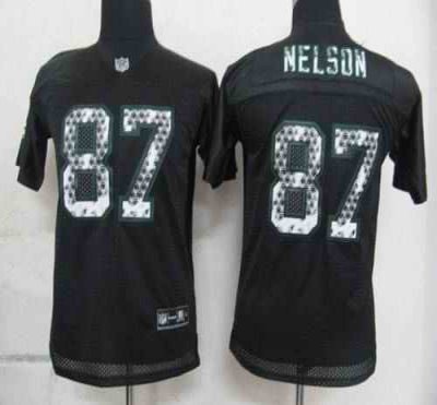 Sideline Black United Packers #87 Jordy Nelson Black Stitched Youth NFL Jersey