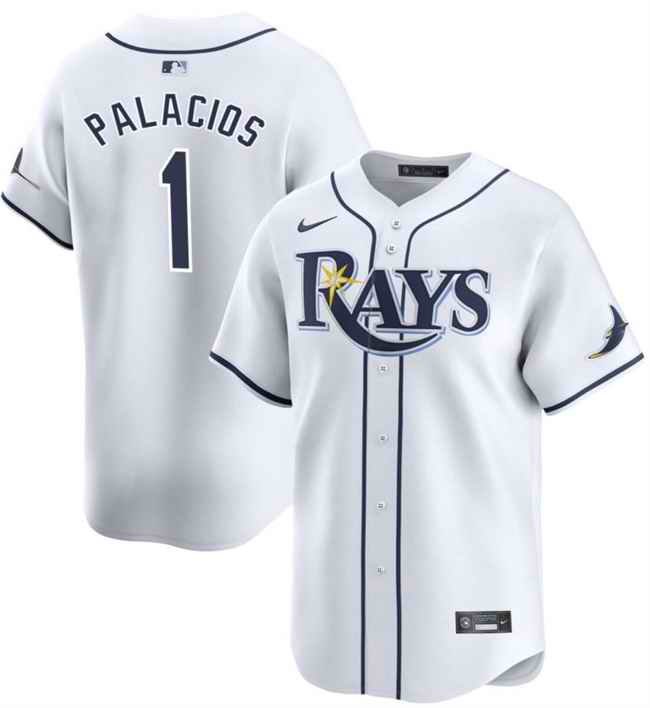 Men's Tampa Bay Rays #1 Richie Palacios White Home Limited  Stitched Baseball Jersey