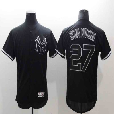 Men's New York Yankees #27 Giancarlo Stanton Black Fashion Flex Base Stitched Jersey