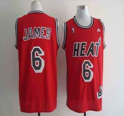 Heat #6 LeBron James Red Hardwood Classics Nights Stitched NBA Jersey