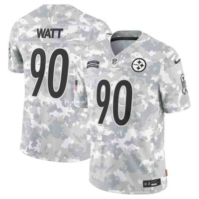 Men's Pittsburgh Steelers #90 T. J. Watt 2024 F.U.S.E Arctic Camo Salute to Service Limited Stitched Football Jersey