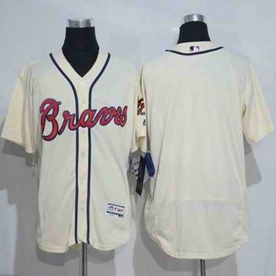 Braves Blank Cream Flexbase Authentic Collection Stitched MLB Jersey