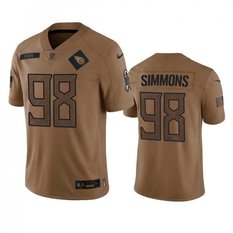 Men's Tennessee Titans #98 Jeffery Simmons 2023 Brown  Salute To Service Stitched Football Jersey