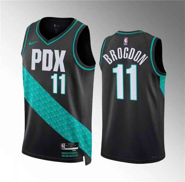 Men's Portland Trail Blazers #11 Malcolm Brogdon 2022/23 Black City Edition Stitched Basketball Jersey