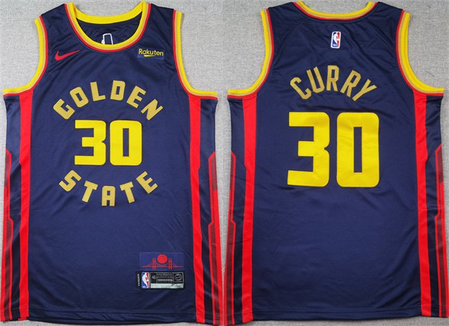 Men's Golden State Warriors #30 Stephen Curry Navy 2024/25 City Edition Stitched Basketball Jersey