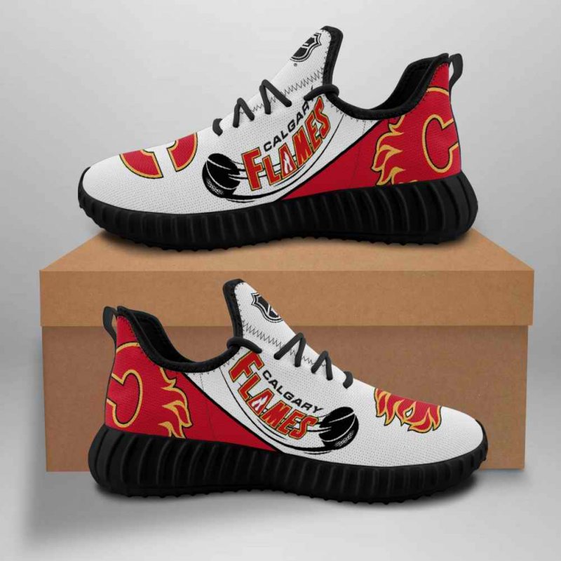 Women's Calgary Flames Mesh Knit Sneakers/Shoes 001