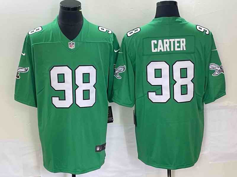 Men's Philadelphia Eagles #98 Jalen Carter Green Stitched Football Jersey