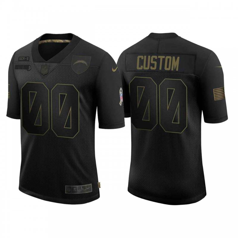 Men's Los Angeles Chargers ACTIVE PLAYER Custom 2020 Black Salute To Service Limited Stitched Jersey