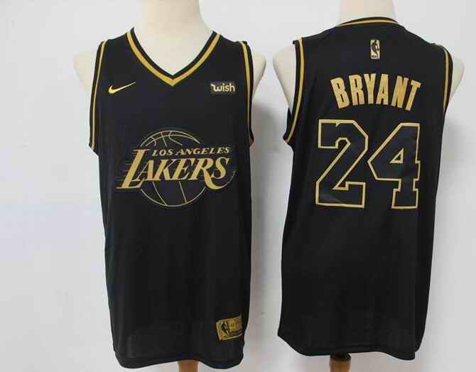 Men's Los Angeles Lakers #24 Kobe Bryant Black Golden Edition Stitched Jersey