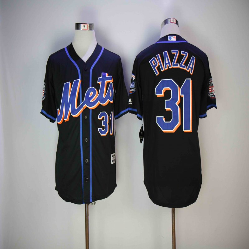 Men's New York Mets #31 Mike Piazza Black Hall Of Fame Flexbase Stitched MLB Jersey