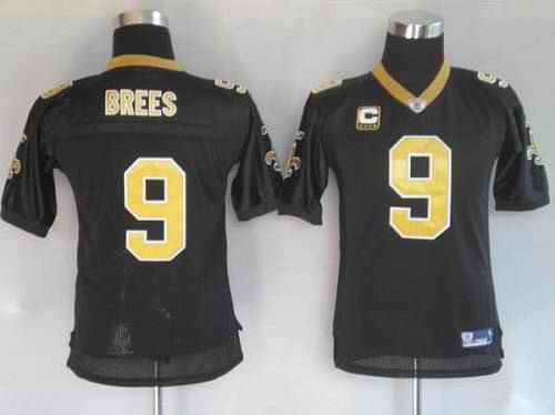 Saints #9 Drew Brees Black Stitched Youth NFL Jersey