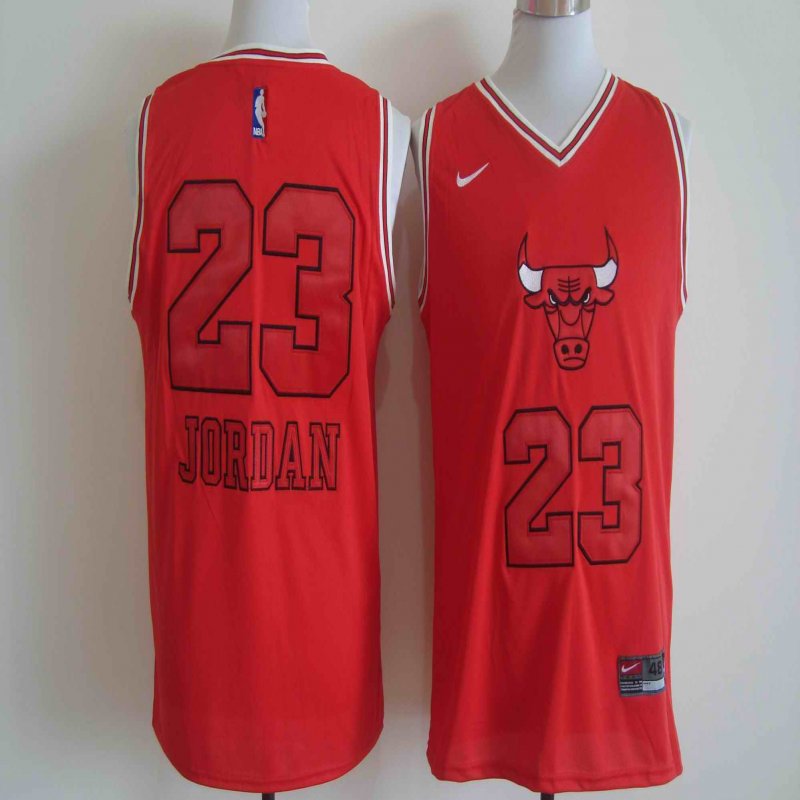 Men's Nike Chicago Bulls #23 Michael Jordan Red Bull Head Fashion Stitched NBA Jersey