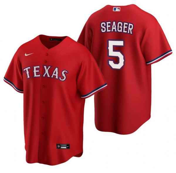 Men's Texas Rangers #5 Corey Seager Red Cool Base Stitched Baseball Jersey