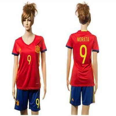 Women's Spain #9 Morata Red Home Soccer Country Jersey