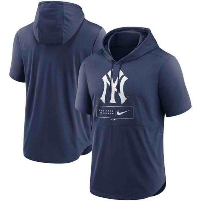 Men's New York Yankees Navy Short Sleeve Pullover Hoodie