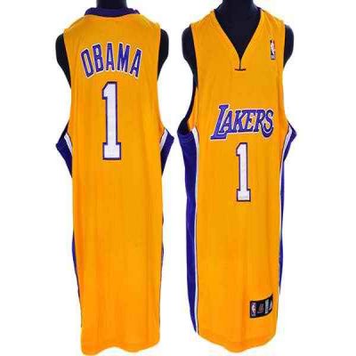 Lakers #1 President Obama Stitched Yellow NBA Jersey