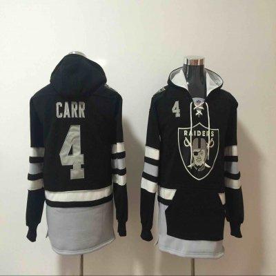 Men's Oakland Raiders #4 Derek Carr Black All Stitched NFL Hooded Sweatshirt