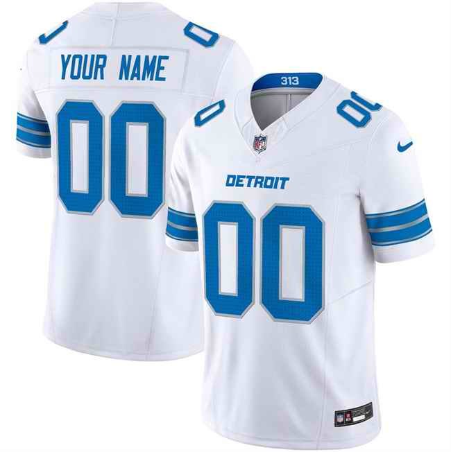 Men's Detroit Lions Customized White 2024 F.U.S.E. Vapor Limited Stitched Jersey