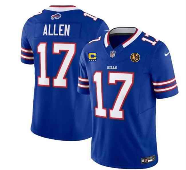 Men's Buffalo Bills #17 Josh Allen Blue 2023 F.U.S.E. With 4-star C Ptach And John Madden Patch Vapor Limited Stitched Football Jersey